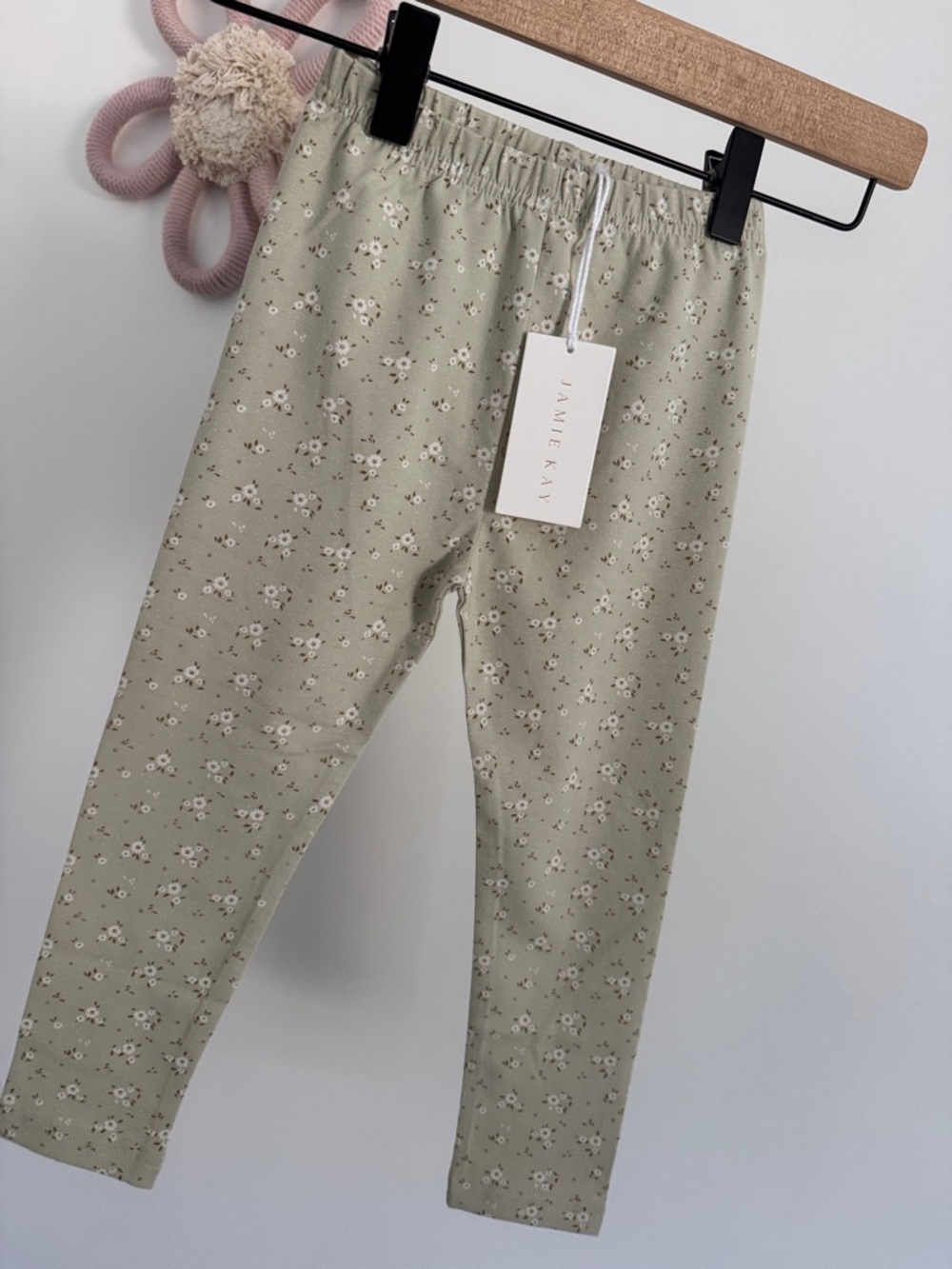Jamie Kay Floral Olive Green Leggings